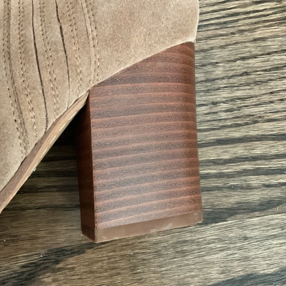 Marc Fisher Tan Suede Western Side Stitched Booties